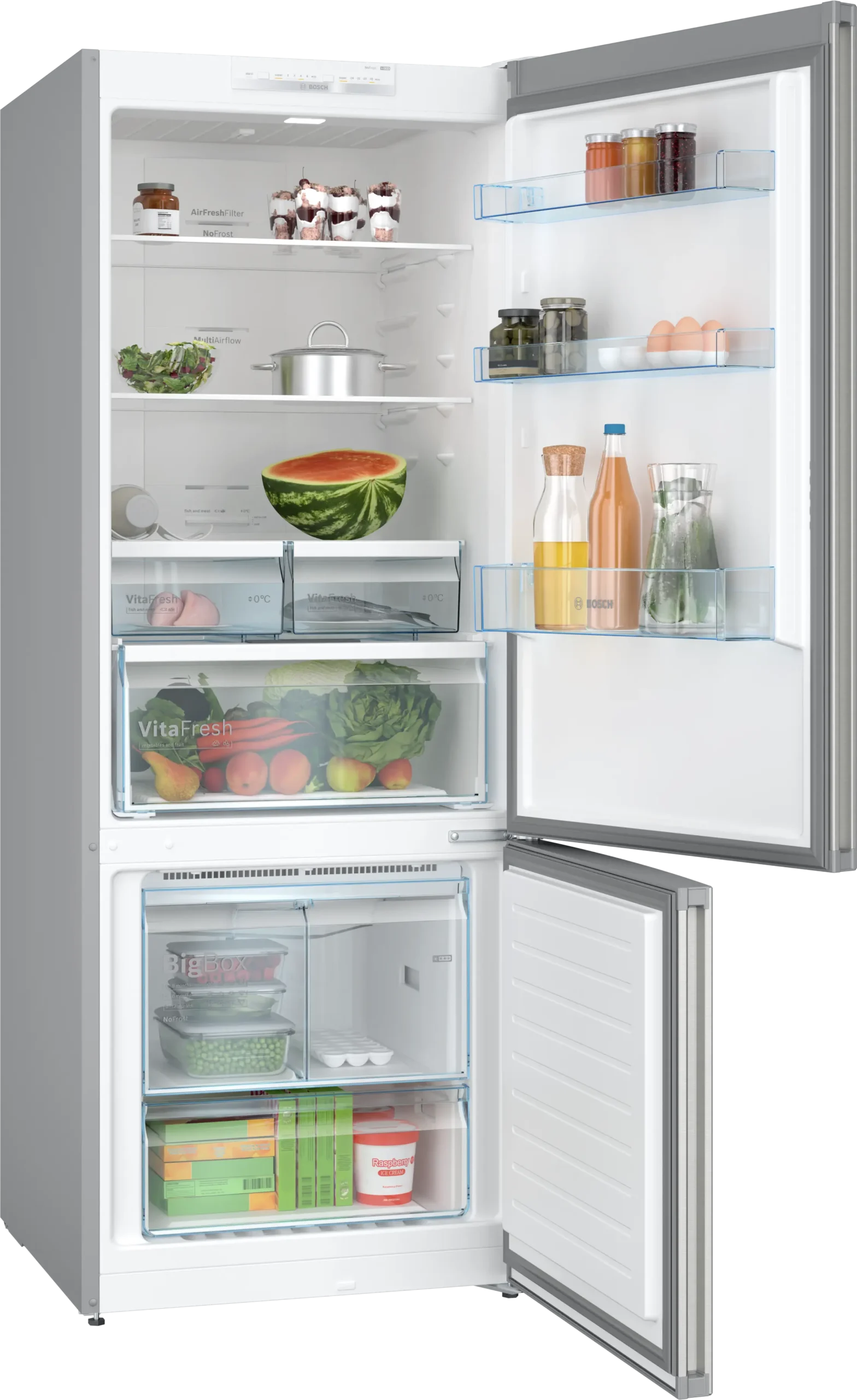 Bosch KGN55VI20Z Series 4 Freestanding Fridge-freezer (Bottom freezer) 186 x 70 cm Stainless steel KGN55VI20Z - Image 5